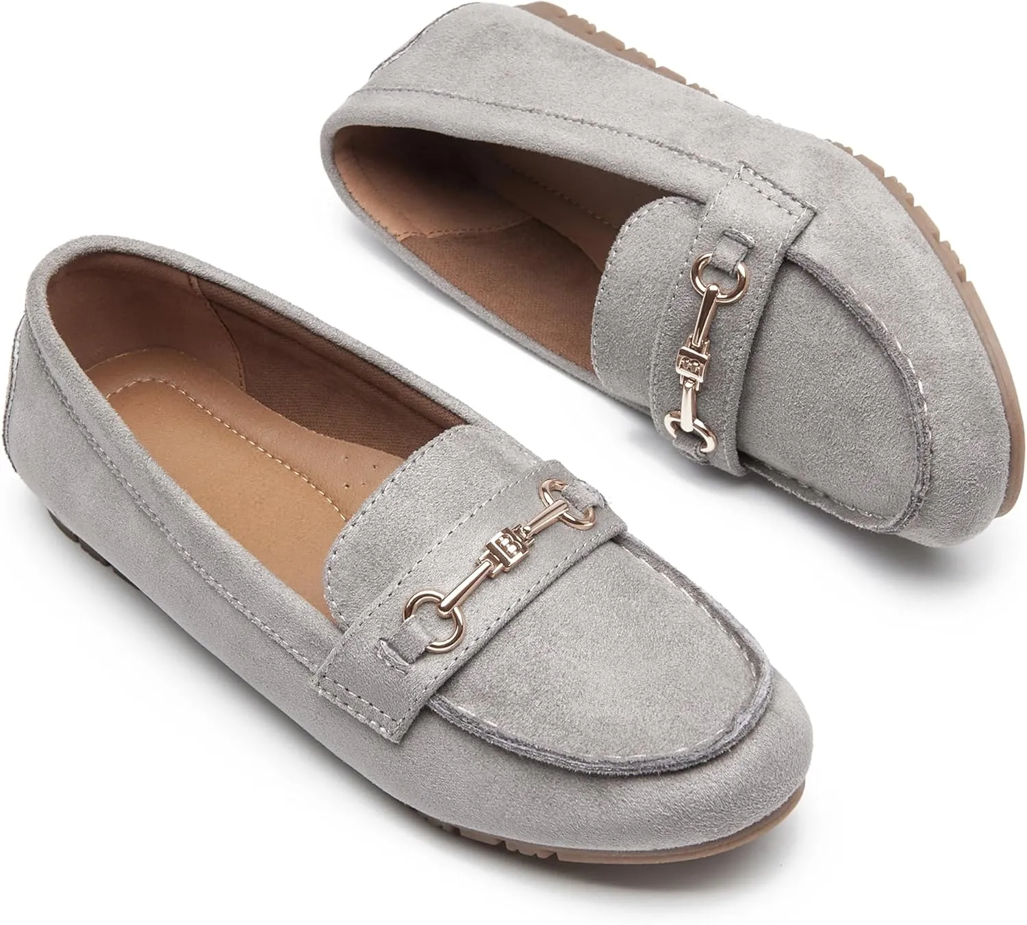 Women's Wide Loafers Casual Slip on Flat Shoes Women's Comfort Penny Loafers with Arch Support Women Dressy Moccasins