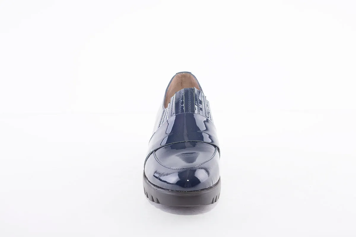 WONDERS - C-3381 SLIP-ON WEDGE SHOE - NAVY PATENT