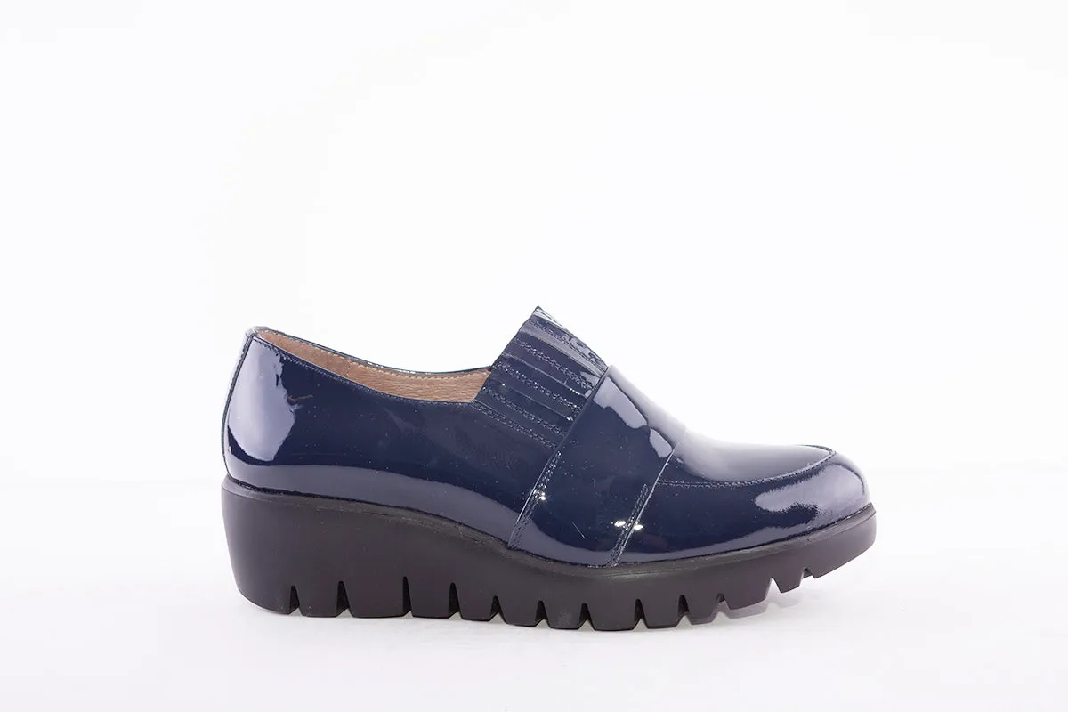 WONDERS - C-3381 SLIP-ON WEDGE SHOE - NAVY PATENT