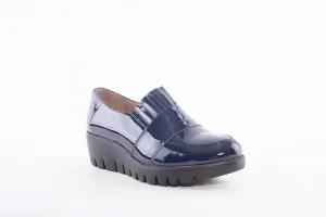 WONDERS - C-3381 SLIP-ON WEDGE SHOE - NAVY PATENT