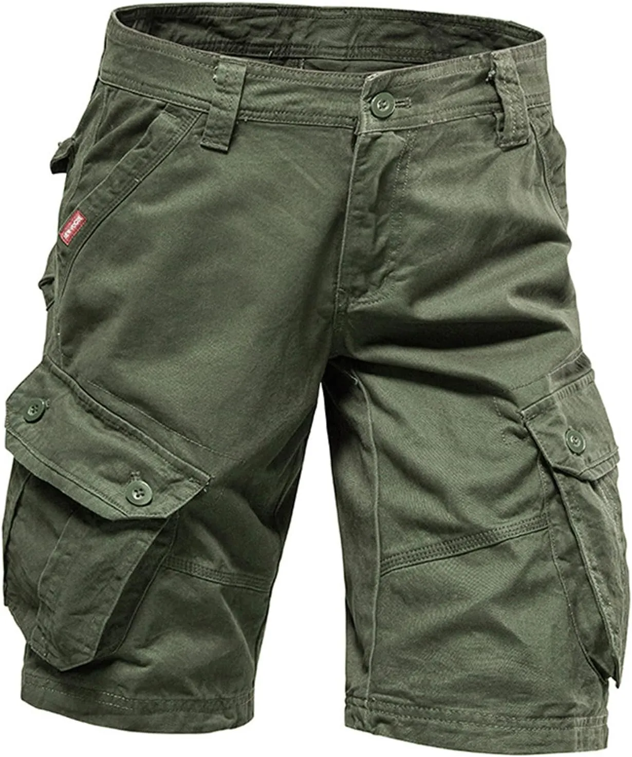 Workout Shorts Men 2023 Causal Flat-Front Khakis Cargo Shorts with Pockets Slim Fit Buckle Zipper Utility Shorts