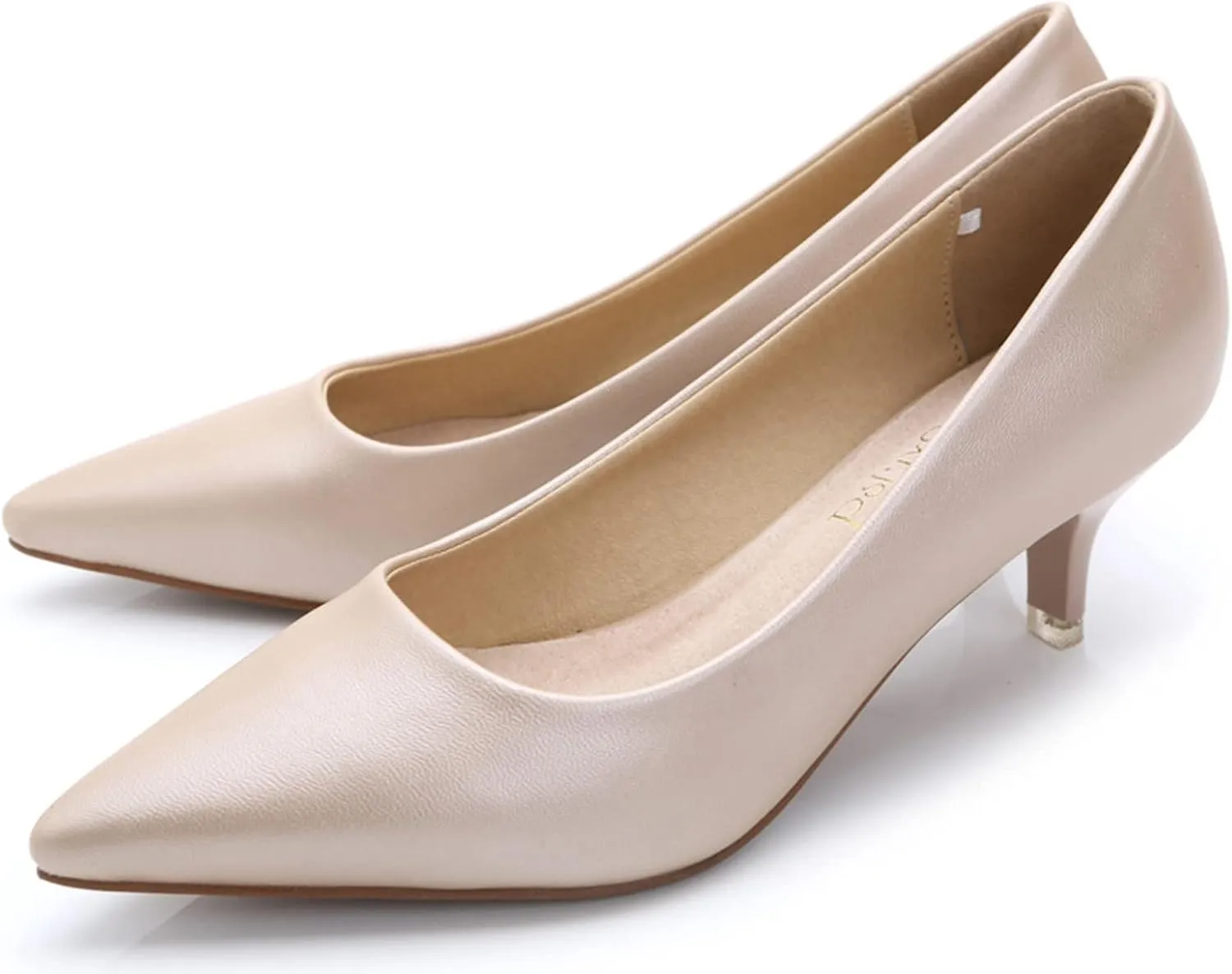 WUIWUIYU Womens Lovely Colors Low Kitten Heel Pointed Toe Dress Work Wedding Pumps Bridal Heeled Shoes