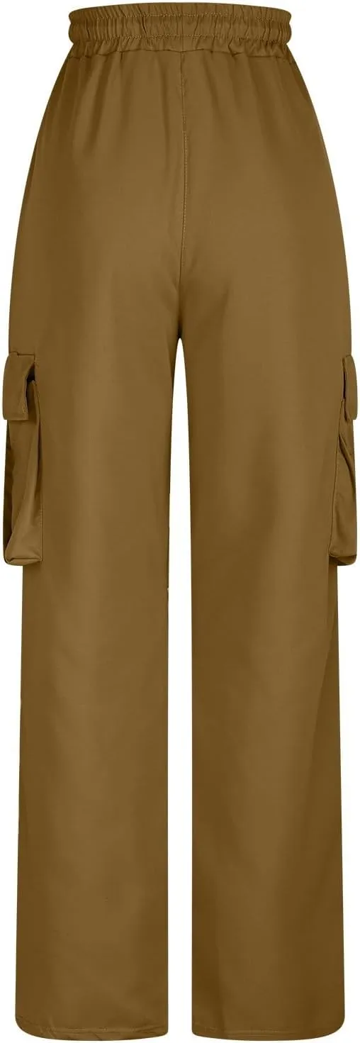 Xiaojmake Men's Casual Elastic Waist Cargo Pant with Zipper Pockets Loose Workout Pants Outdoor Hiking Running Tactical Pant