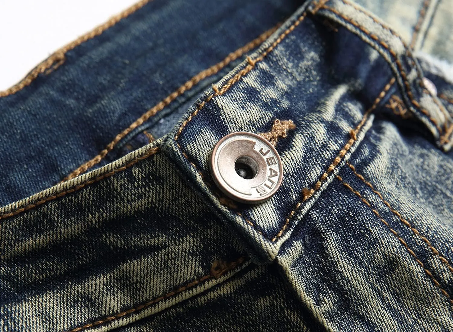 XIMXIMMTIAN Men's Biker Moto Washed Distressed Slim Fit Straight Jeans Denim…