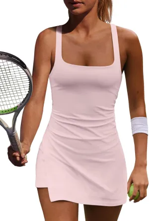 Yanekop Womens Tennis Dress with Built in Shorts Golf Dress Athletic Outfits Yoga Active Workout Dresses