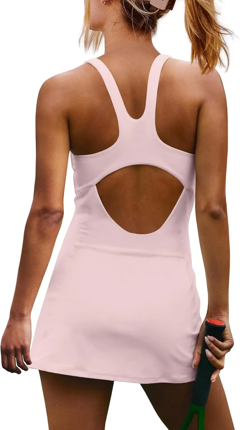 Yanekop Womens Tennis Dress with Built in Shorts Golf Dress Athletic Outfits Yoga Active Workout Dresses