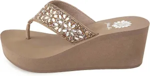 Yellow Box Women's Enola Wedge Sandal, Round Toe, Medium-High 2.5 Inch Heel, 0.75 Inch Platform Comfortable Flip-Flop