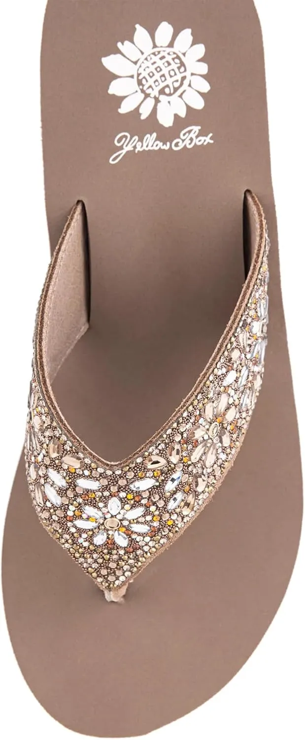 Yellow Box Women's Enola Wedge Sandal, Round Toe, Medium-High 2.5 Inch Heel, 0.75 Inch Platform Comfortable Flip-Flop