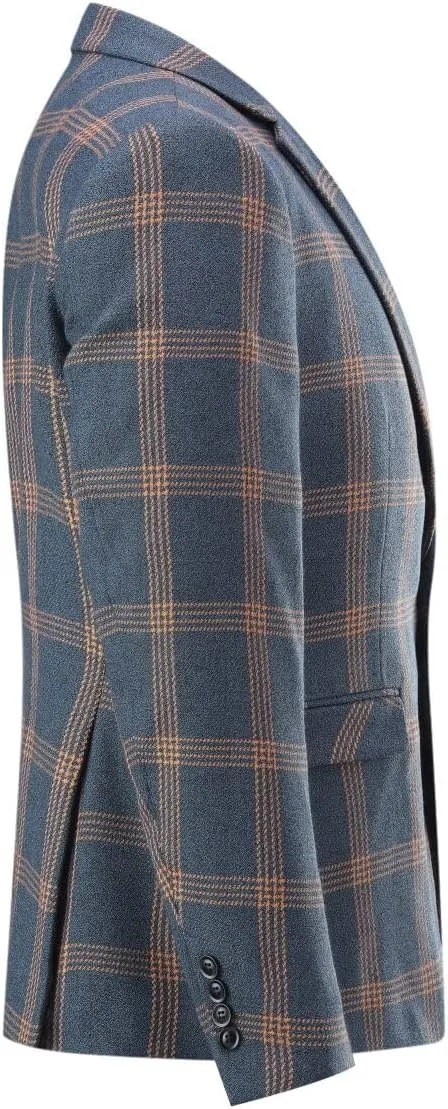 YFFUSHI Men's Plaid Tweed 3 Piece Suit Slim Fit Button Dinner Suit Tuxedo