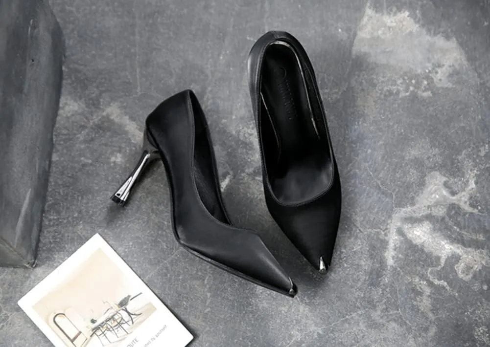 YooPrettyz Women Pointed Toe High Heels Satin Formal Dressy Pumps Shoes Classic Bridal Wedding Party Shoes