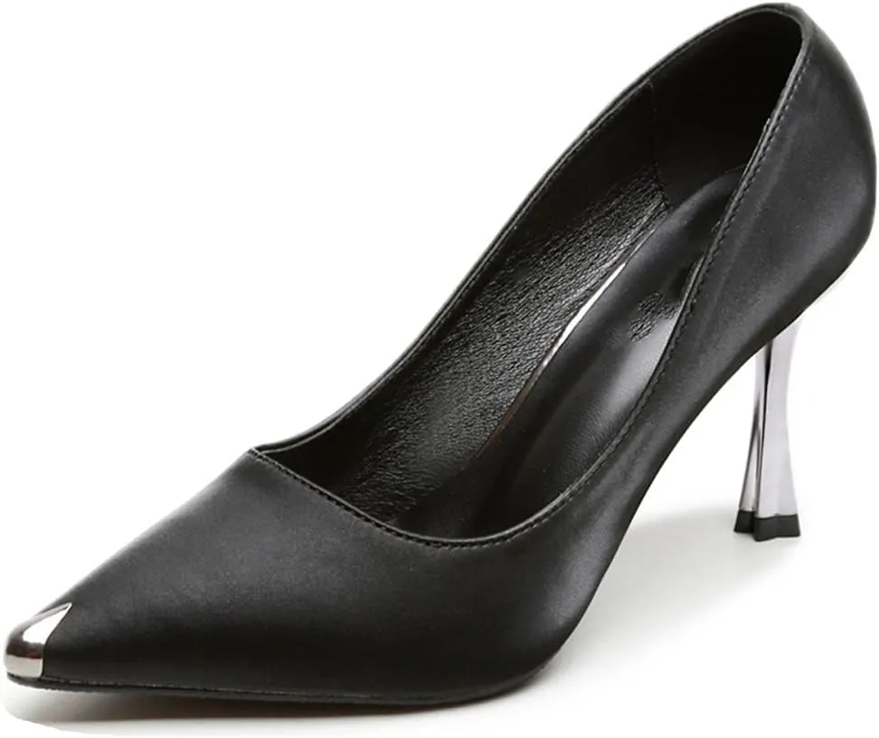 YooPrettyz Women Pointed Toe High Heels Satin Formal Dressy Pumps Shoes Classic Bridal Wedding Party Shoes