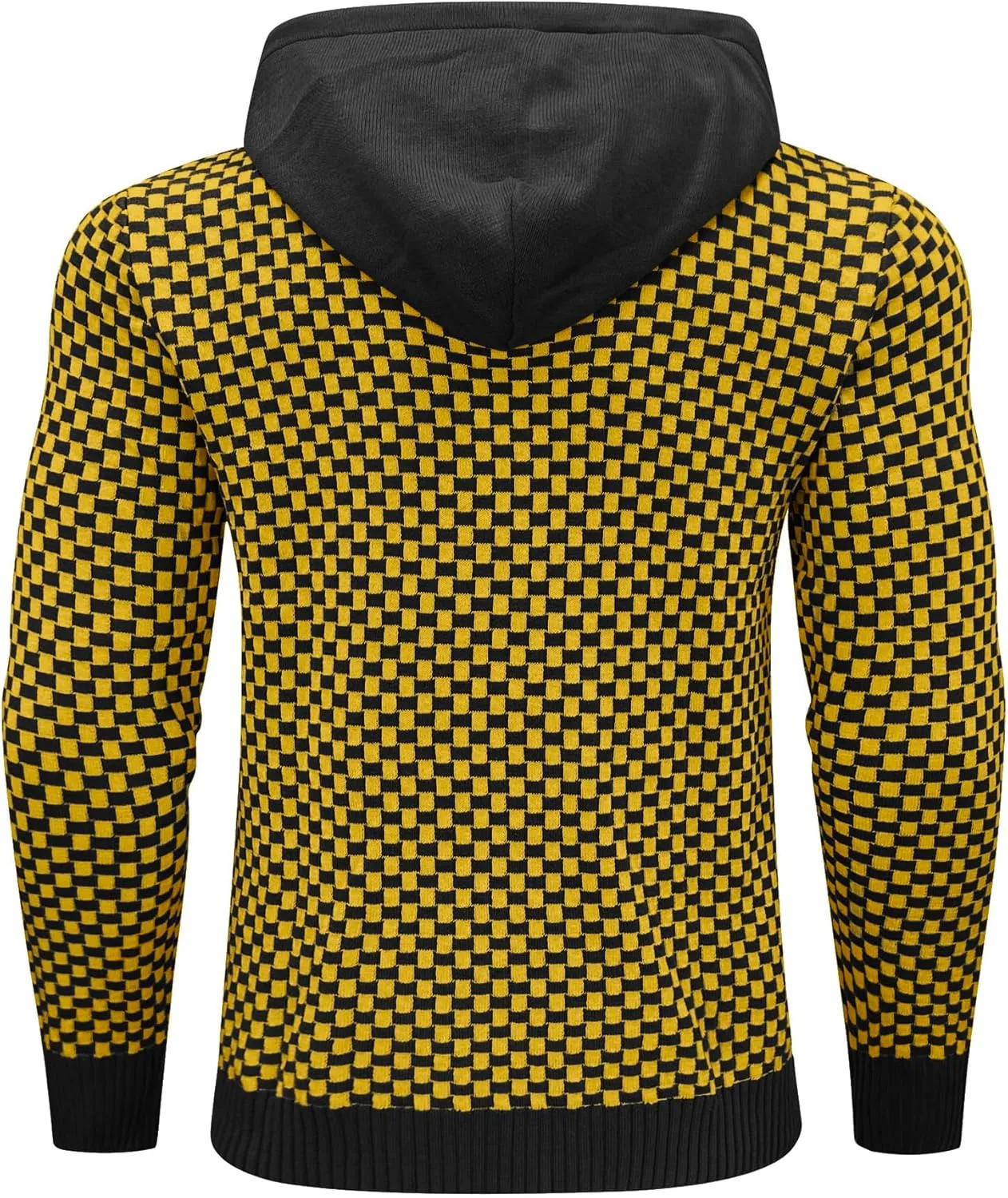 Zaitun Mens Hooded Sweatshirt Long Sleeve Solid Knitted Hoodie Pullover Sweater