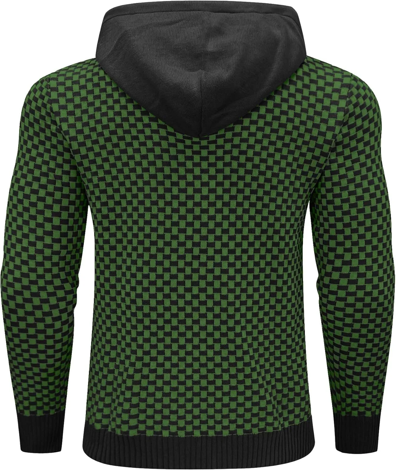 Zaitun Mens Hooded Sweatshirt Long Sleeve Solid Knitted Hoodie Pullover Sweater