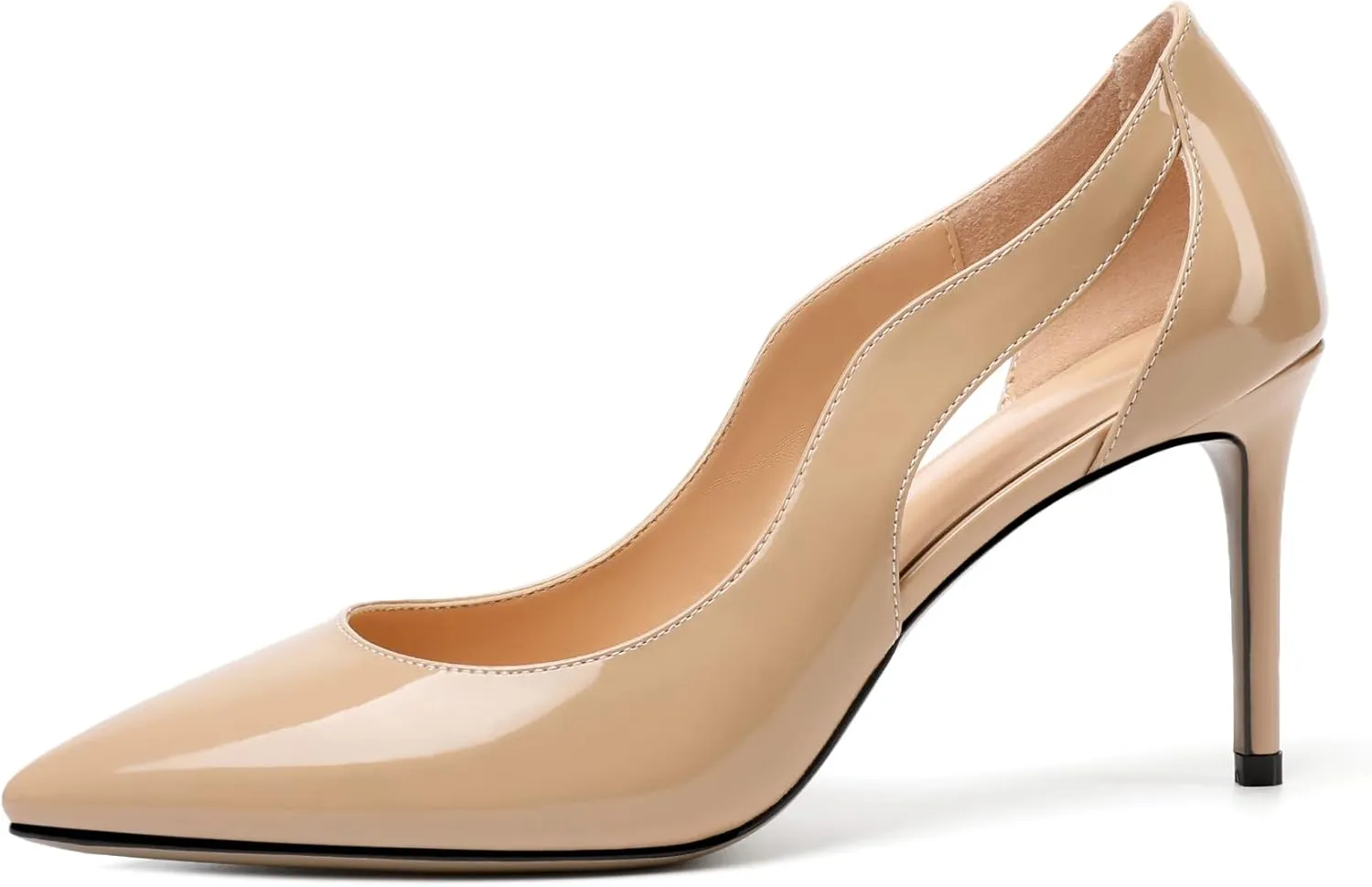 Zamikoo Women's Pointed Toe Slip On 3.5 Inch High Heel Pumps, Sexy Cut Out Stiletto Heels, High Heeled Dress Shoes for Casual Dress Office Event
