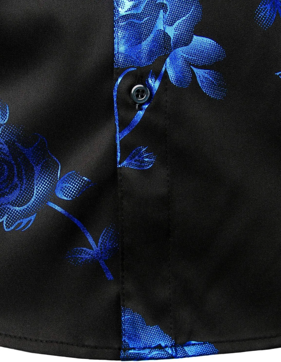 ZEROYAA Mens Hipster 3D Golden Rose Floral Printed Slim Fit Long Sleeve Button Down Dress Shirts