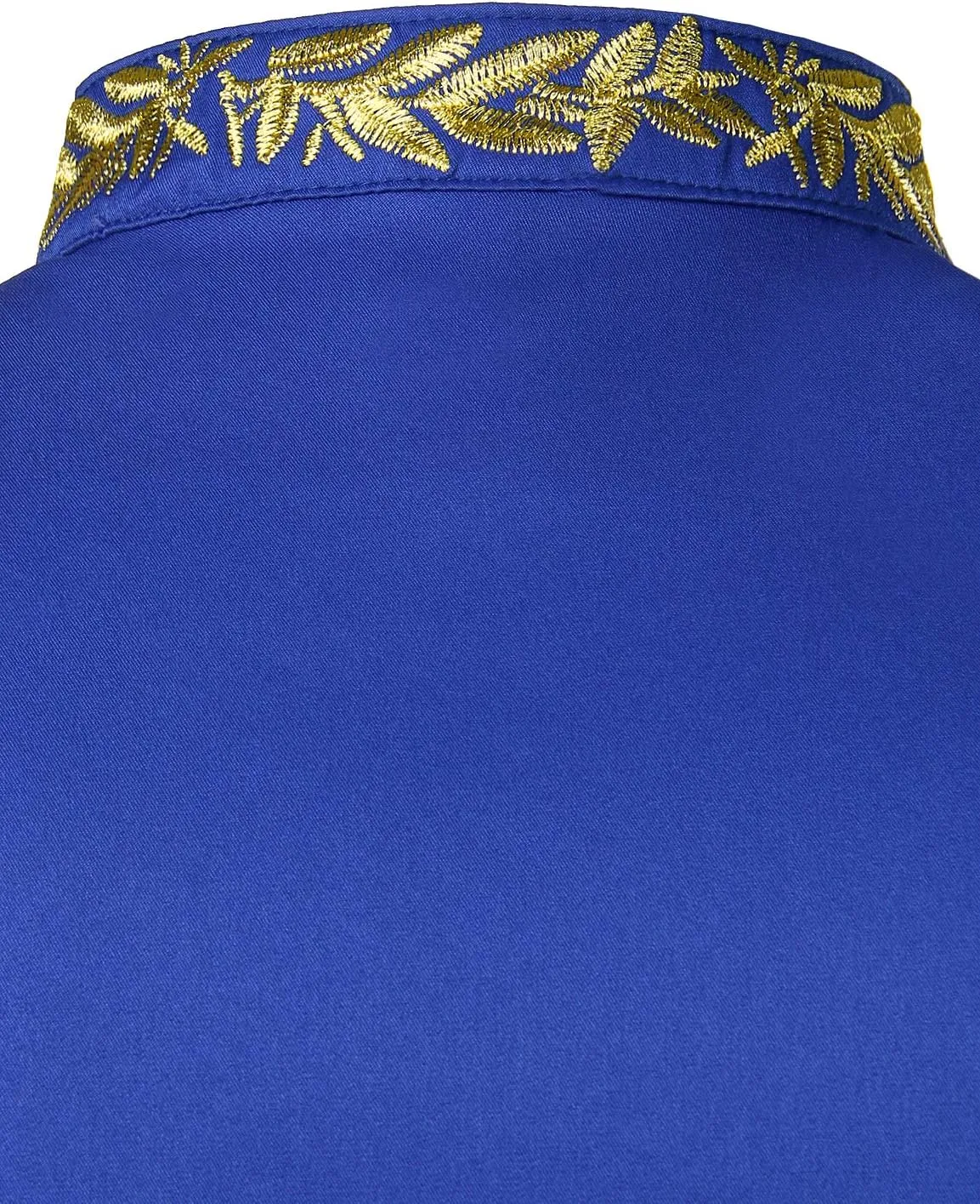 ZEROYAA Men's Luxury Gold Embroidery Design Slim Fit Long Sleeve Button Up Dress Shirts