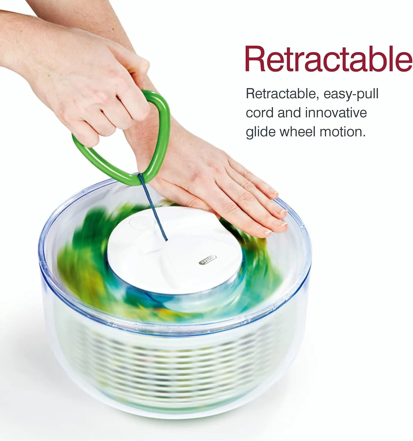 ZYLISS Easy Spin Salad Spinner, Large, Green, BPA Free