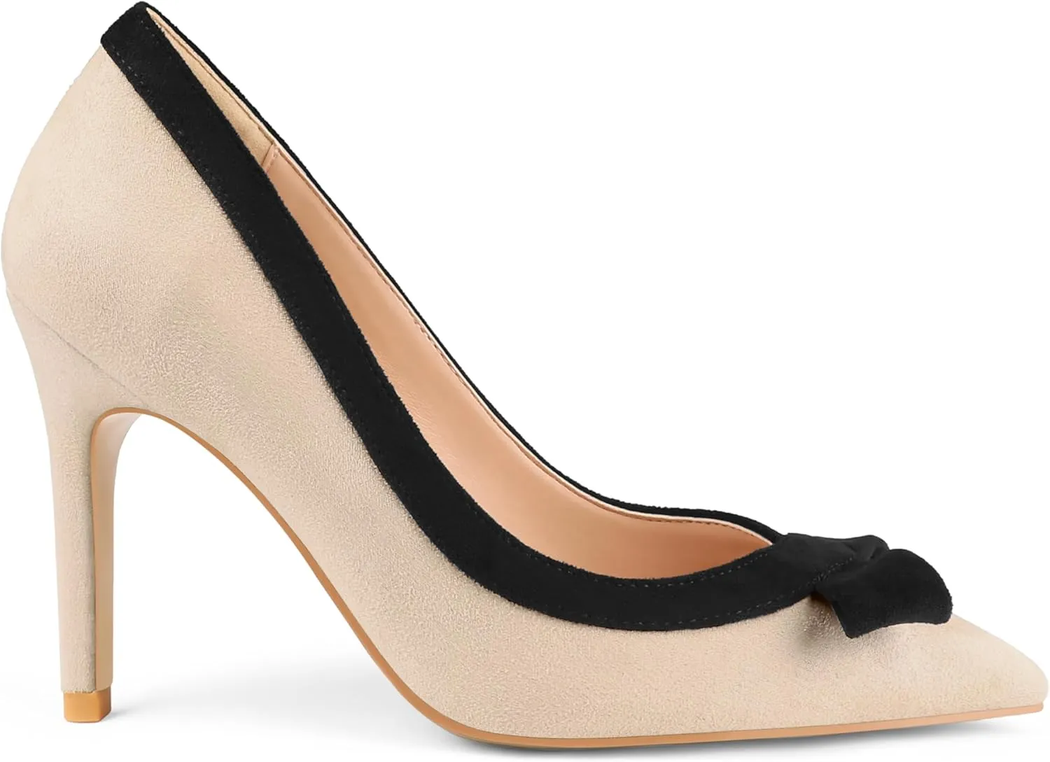 Zzheels Women's Bow High Heels Closed Pointy Toe Pumps 3.5'' Stiletto Heels Slip on Dress Shoes